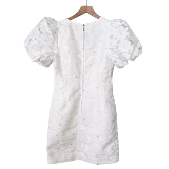 Lilly Pulitzer Citra Embroidered Puff Sleeve Floral Shift Dress White‎ Gold 00 - Picture 6 of 13